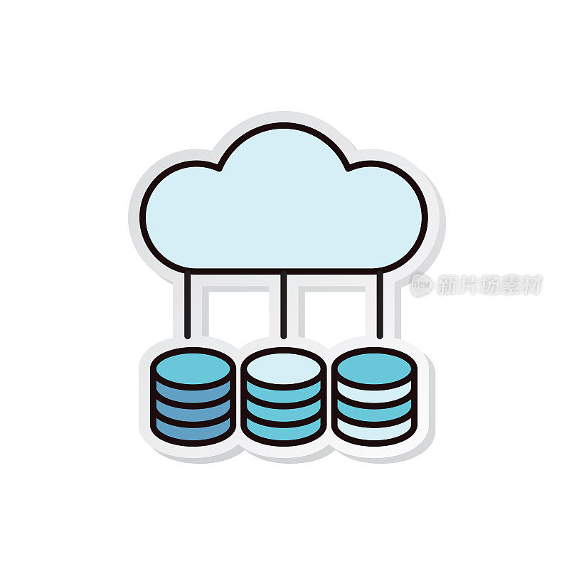 云服务器存储-智能技术细线图标贴纸