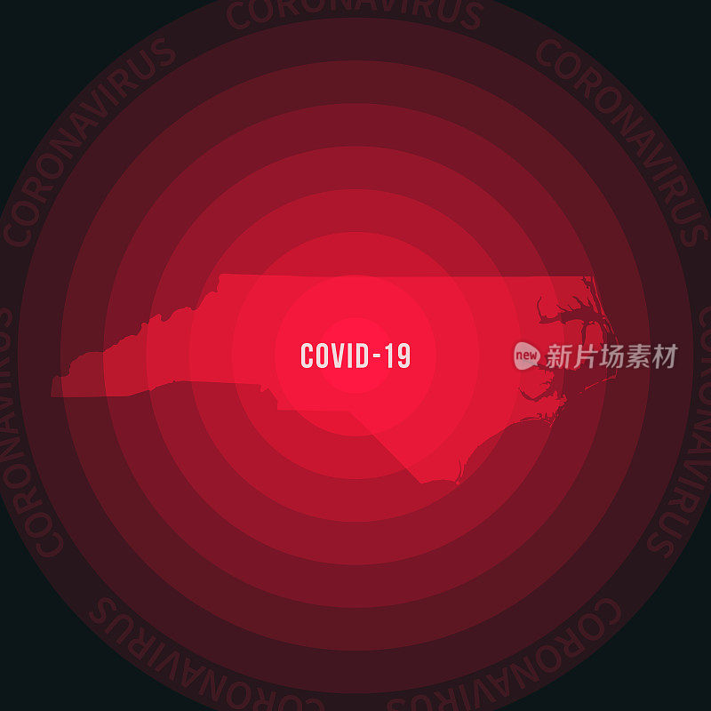 北卡罗来纳州COVID-19传播地图。冠状病毒爆发