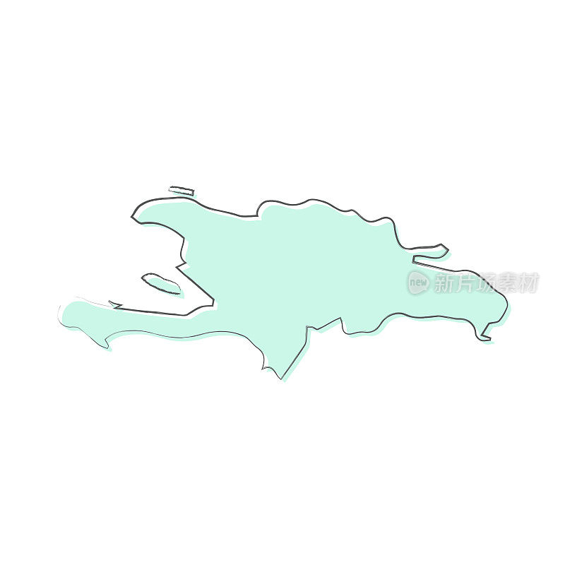 伊斯帕尼奥拉岛地图手绘在白色的背景-时尚的设计