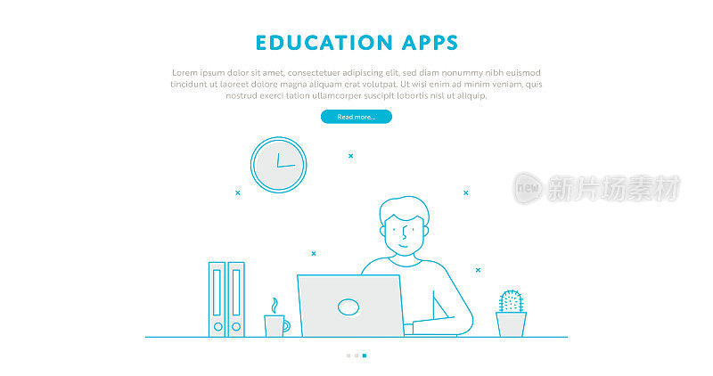教育应用程序网页概念与可编辑的笔画线插图。