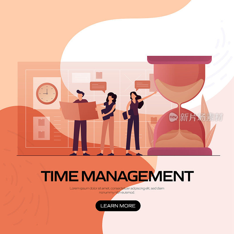 时间管理概念矢量插图网站横幅，广告和营销材料，在线广告，业务演示等。