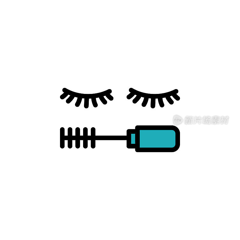 睫毛膏轮廓图标。美丽的元素和化妆品插图图标。符号和符号可以用于网页，标志，手机应用程序，UI，用户体验