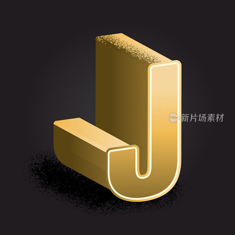 金色3d装饰字母J设计