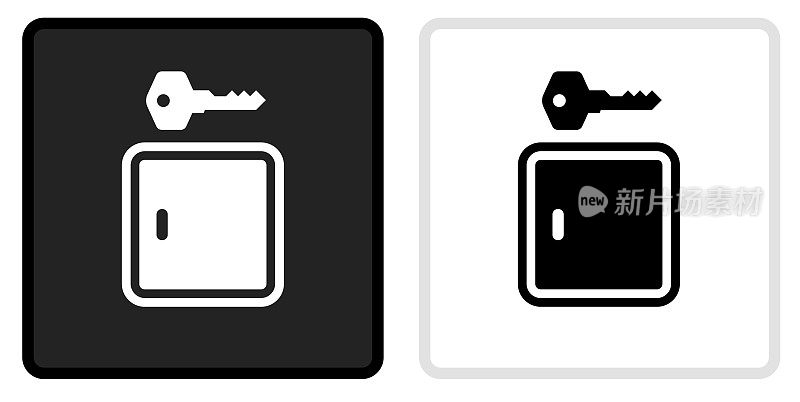 锁定和关键图标上的黑色按钮与白色翻转