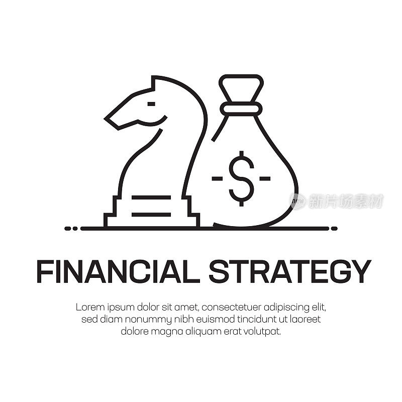 财务战略矢量线图标-简单的细线图标，优质的设计元素
