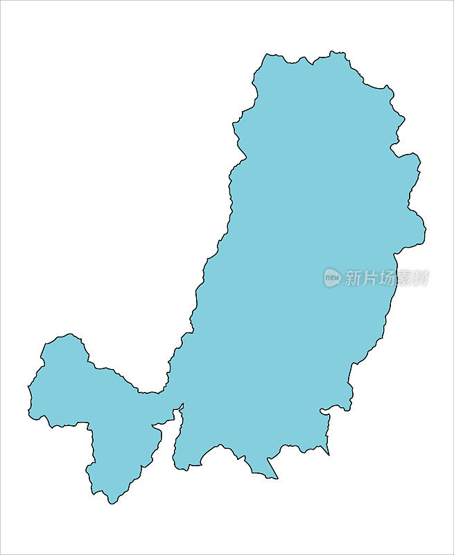 日本冈山县津山市地图。