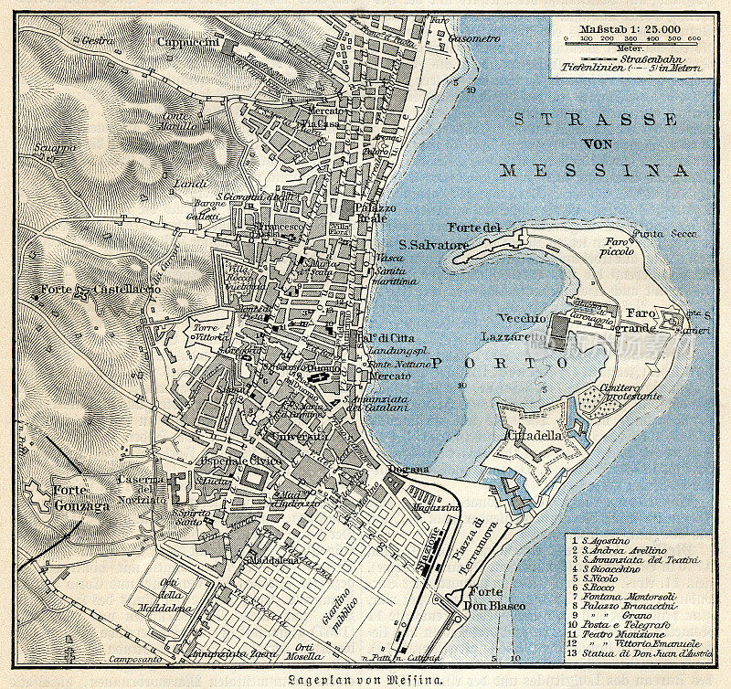 西西里岛墨西拿港――意大利1897年