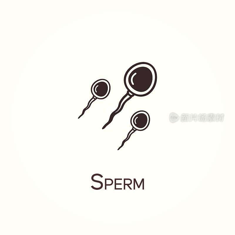 极简的人类精子细胞。精子矢量线图标。简单的元素说明。精子图标