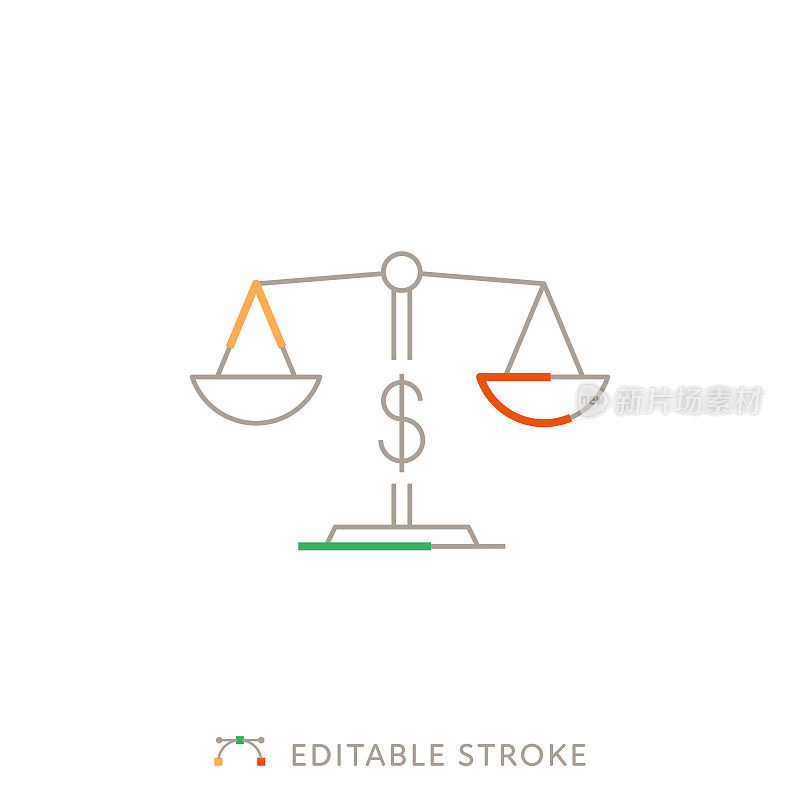 财政平衡多色线图标与可编辑的Stroke