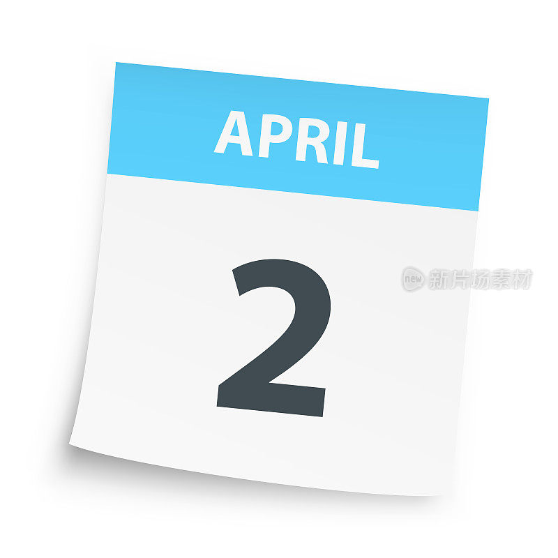 4月2日――白色背景上的日历