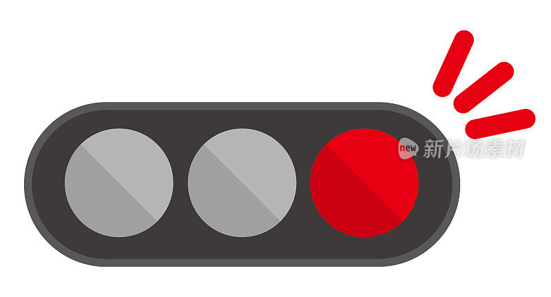 一种交通灯，其平坦的红色信号被点亮。交通矢量图标。