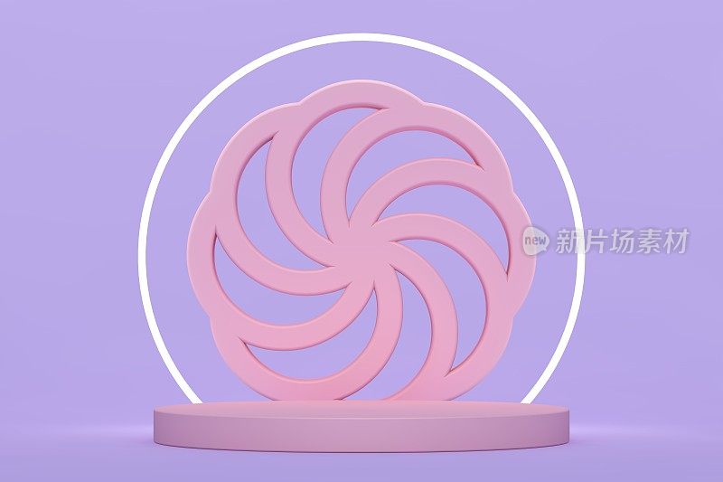 紫色和粉红色的空白场景,空荡荡的产品展示舞台