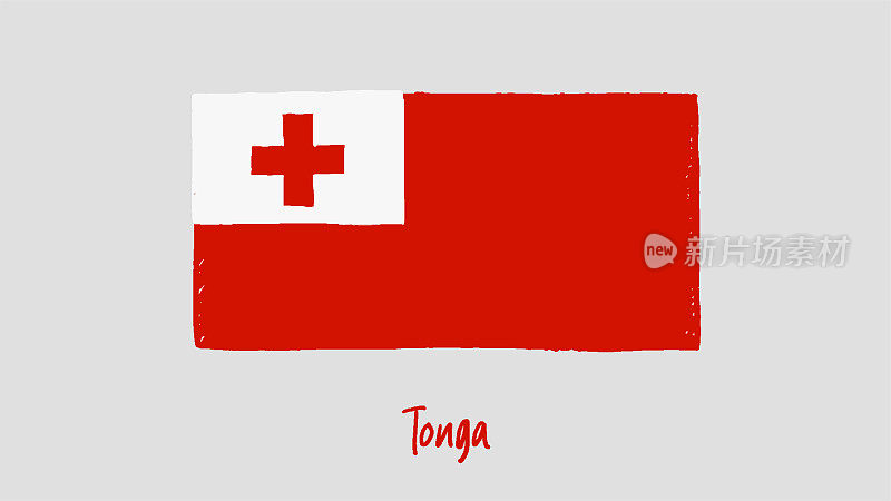 汤加国旗标记或铅笔素描插图矢量