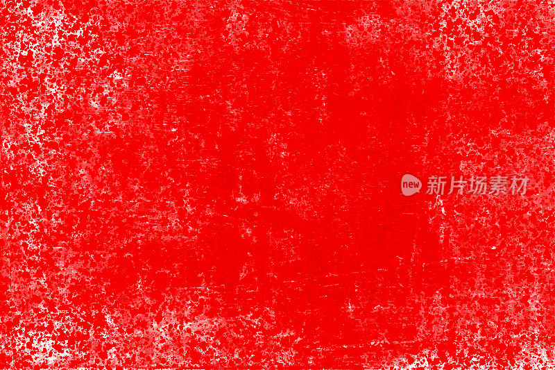 水平充满活力的明亮的暗红色图案不均匀的墙壁，纹理grunge空空白艺术杂乱斑点效果圣诞节背景与白色抽象斑点到处