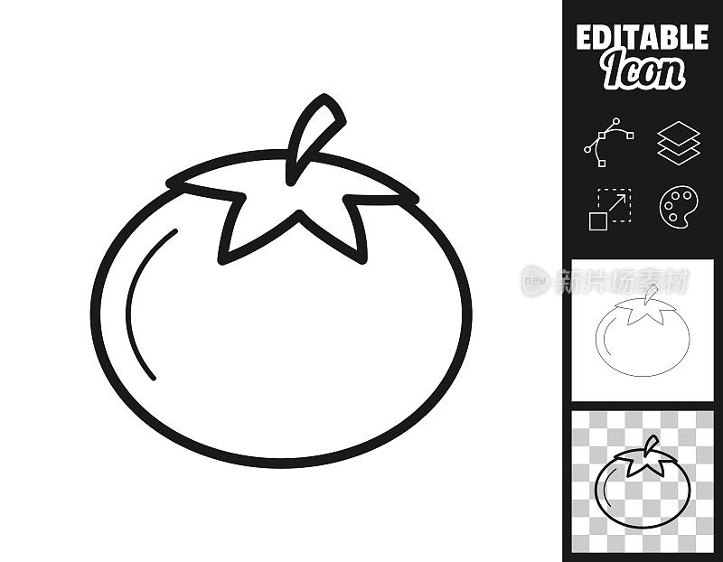 番茄。图标设计。轻松地编辑