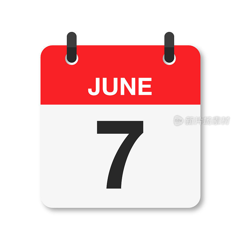 6月7日-每日日历图标-白色背景