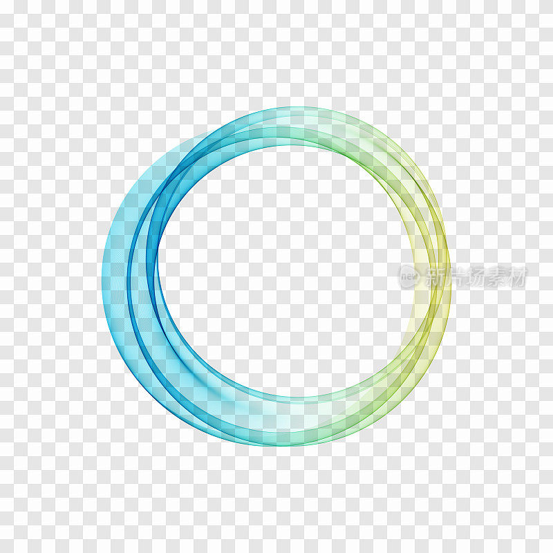 蓝色、绿色循环。圆中的透明抽象线条。旗帜设计。