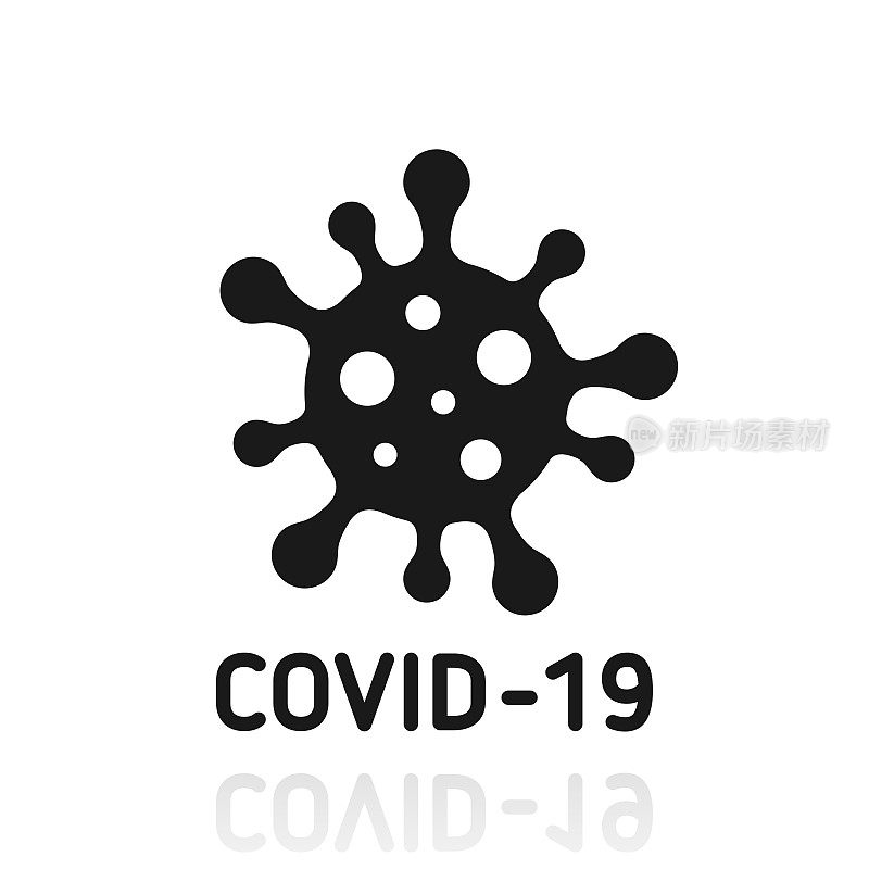 COVID-19细胞。白色背景上反射的图标