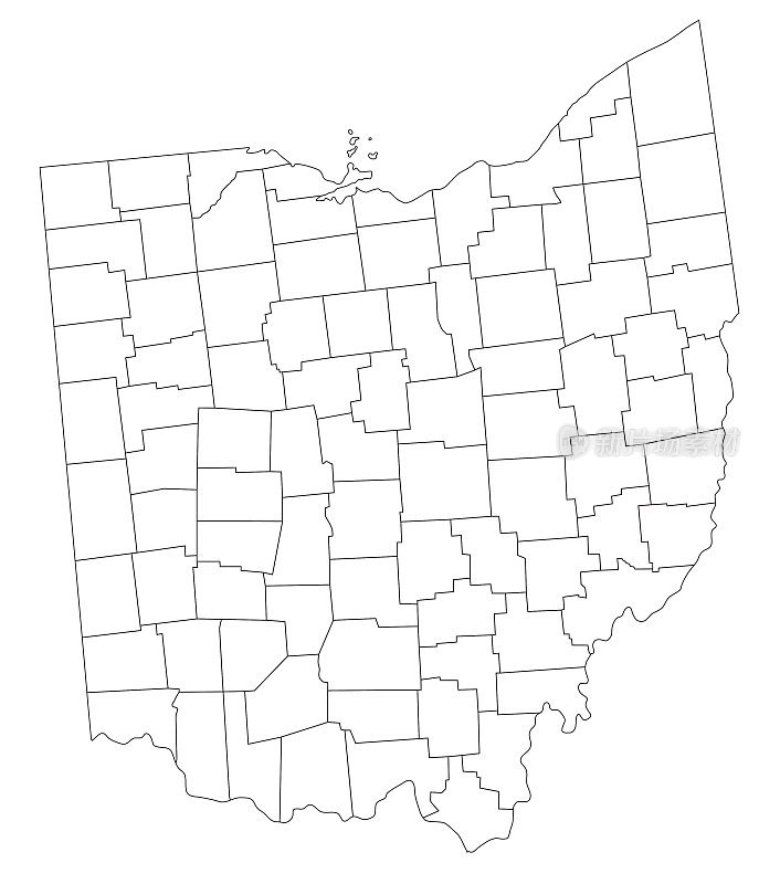 高度详细的俄亥俄州盲图。
