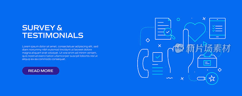 调查和奖状相关的线条风格横幅设计网页,标题,宣传册,年度报告和书籍封面