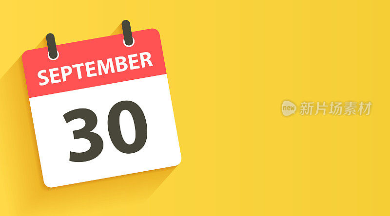 9月30日-每日日历图标在平面设计风格