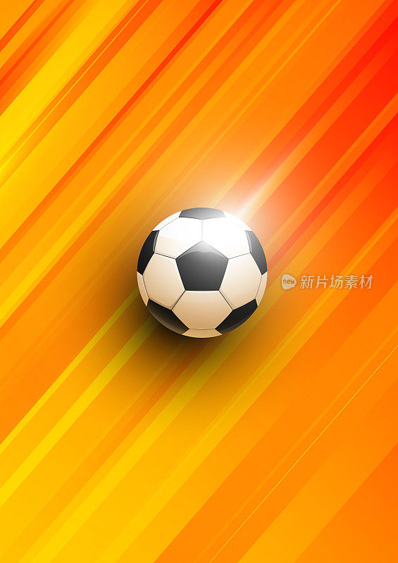 足球在橙色线条图案背景