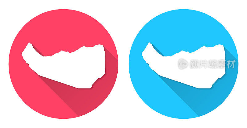 索马里兰的地图。圆形图标与长阴影在红色或蓝色的背景