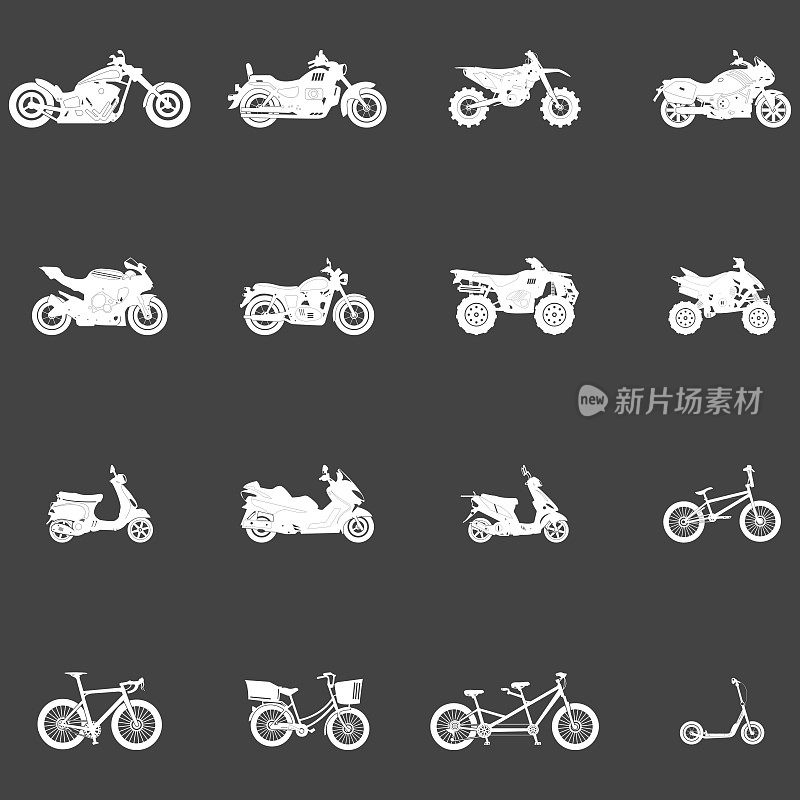 运输自行车摩托车ATV图标集