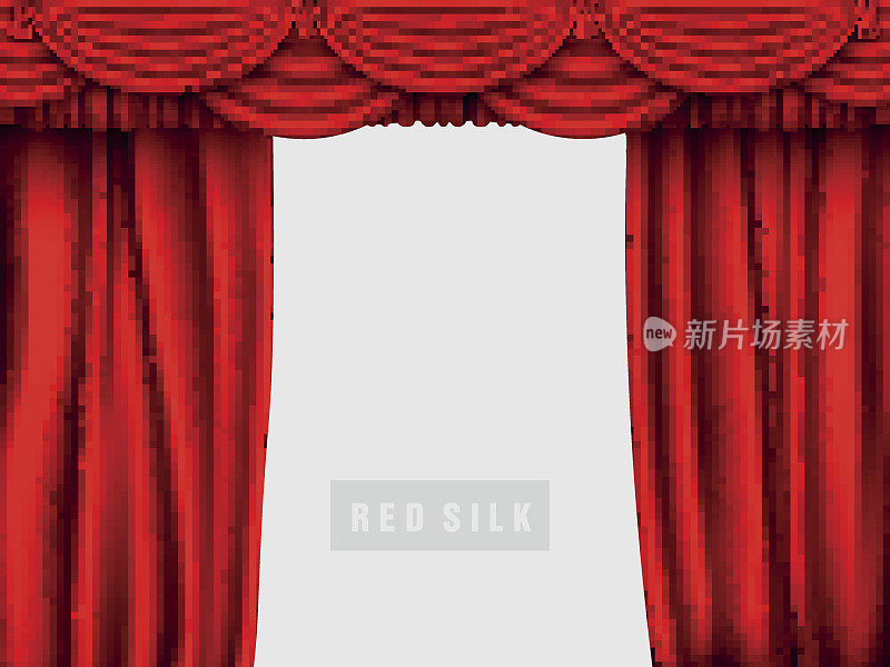 红色的丝绸窗帘拉开了光影