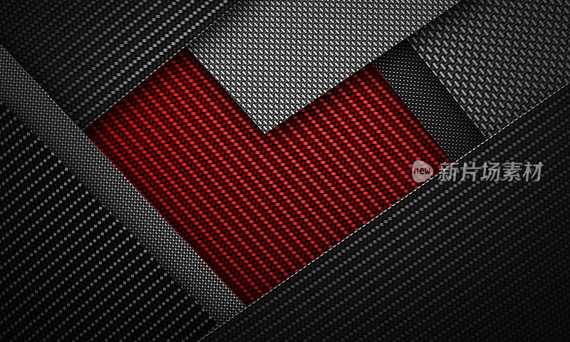 摘要红黑碳纤维心形纹理材料设计