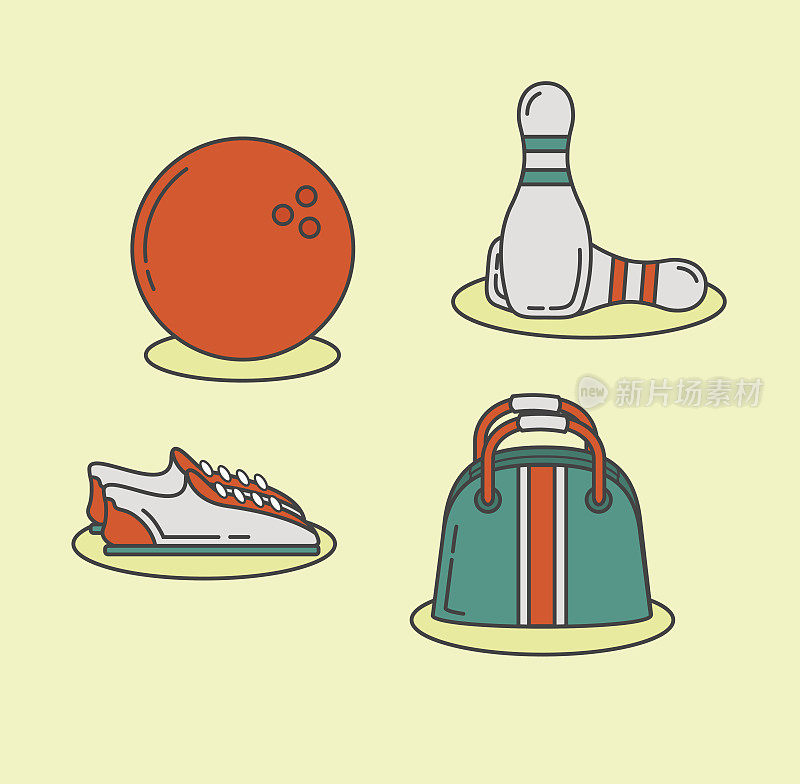 保龄球器材-碗，保龄球瓶，保龄球鞋和包