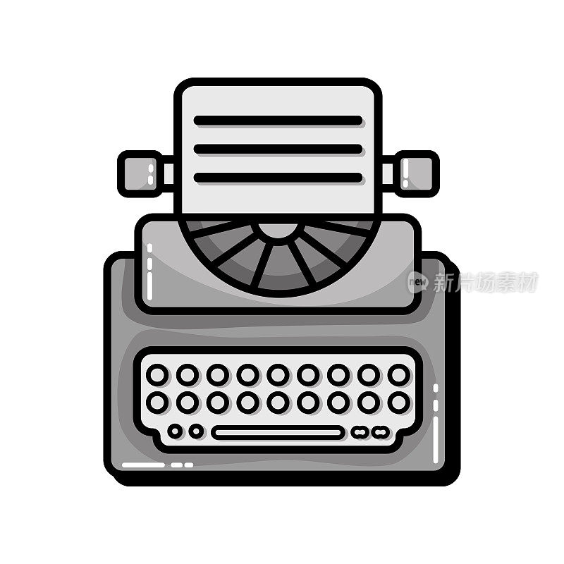 灰度复古打字机设备与业务文件