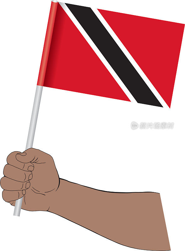 手握特立尼达和多巴哥国旗