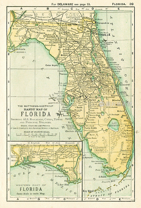 美国佛罗里达地图1898