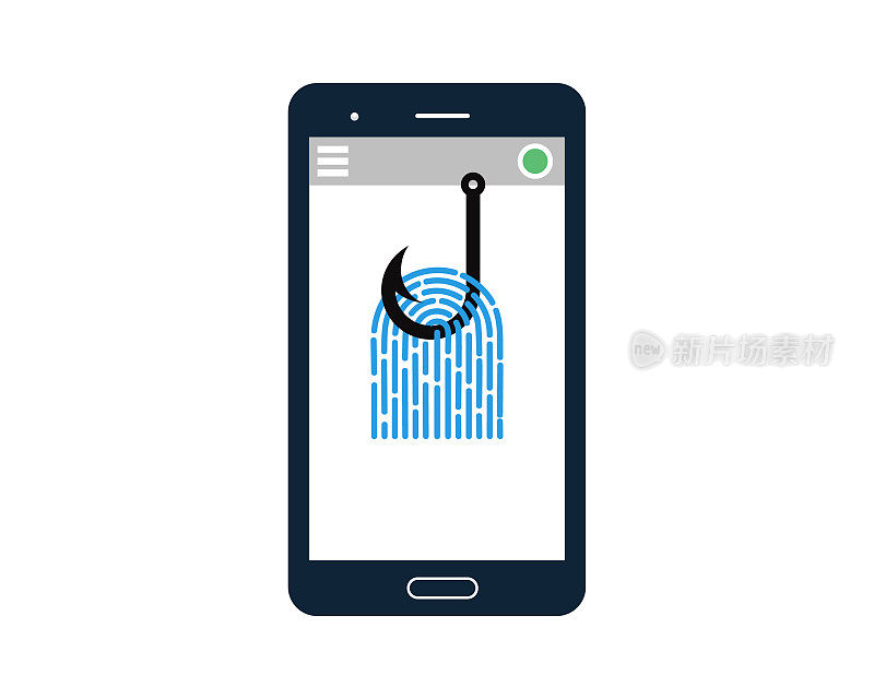 智能手机用鱼钩钓鱼获取个人身份信息和个人财务数据矢量图