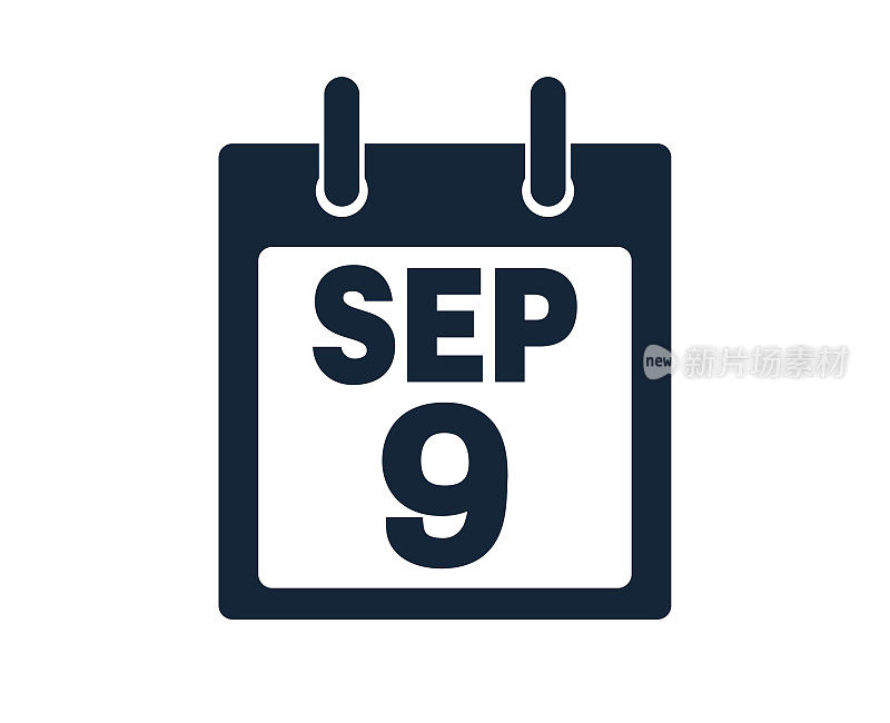 9月9日日历图标股票矢量插图