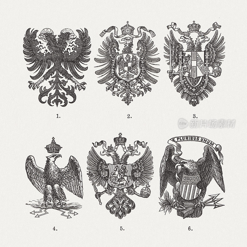 历史上的雄鹰，木刻，出版于1893年