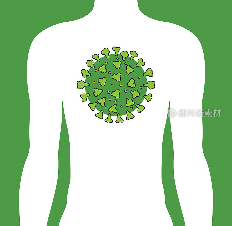 男性冠状病毒身体图标