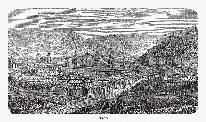 秘鲁库斯科的历史观点，木刻，出版于1893年