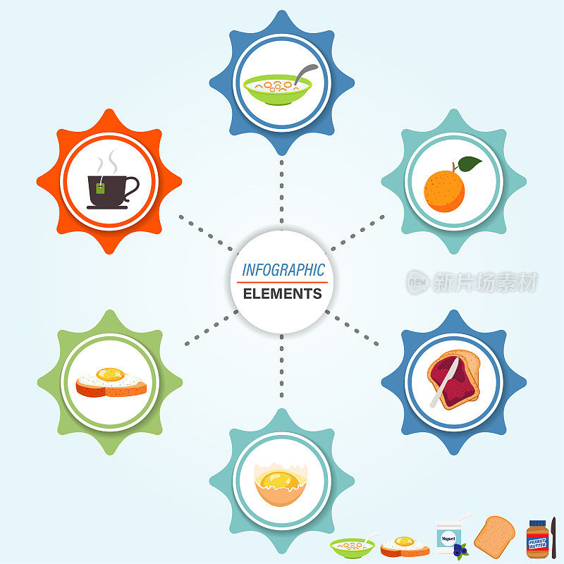 有早餐图标的信息图表模板