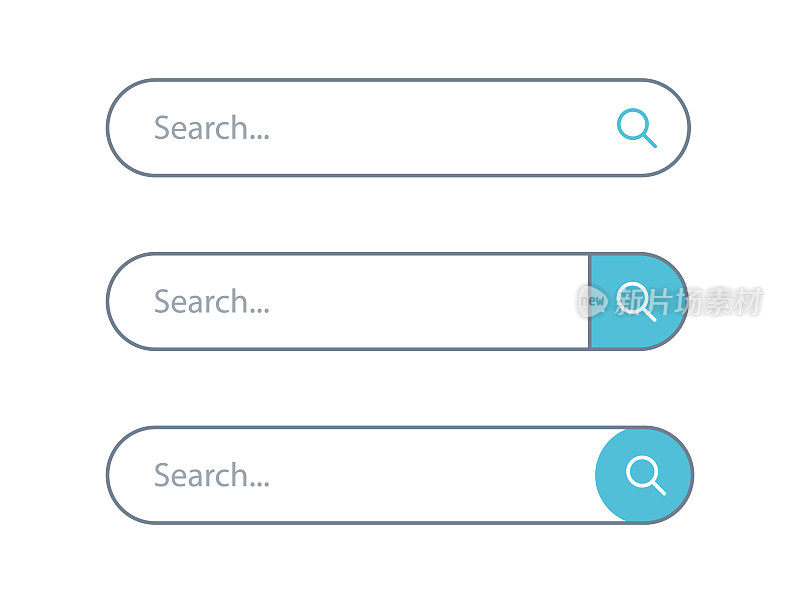“用户界面”、“Web”、“App”、“软件”搜索栏模板。准备搜索形式集合-矢量插图