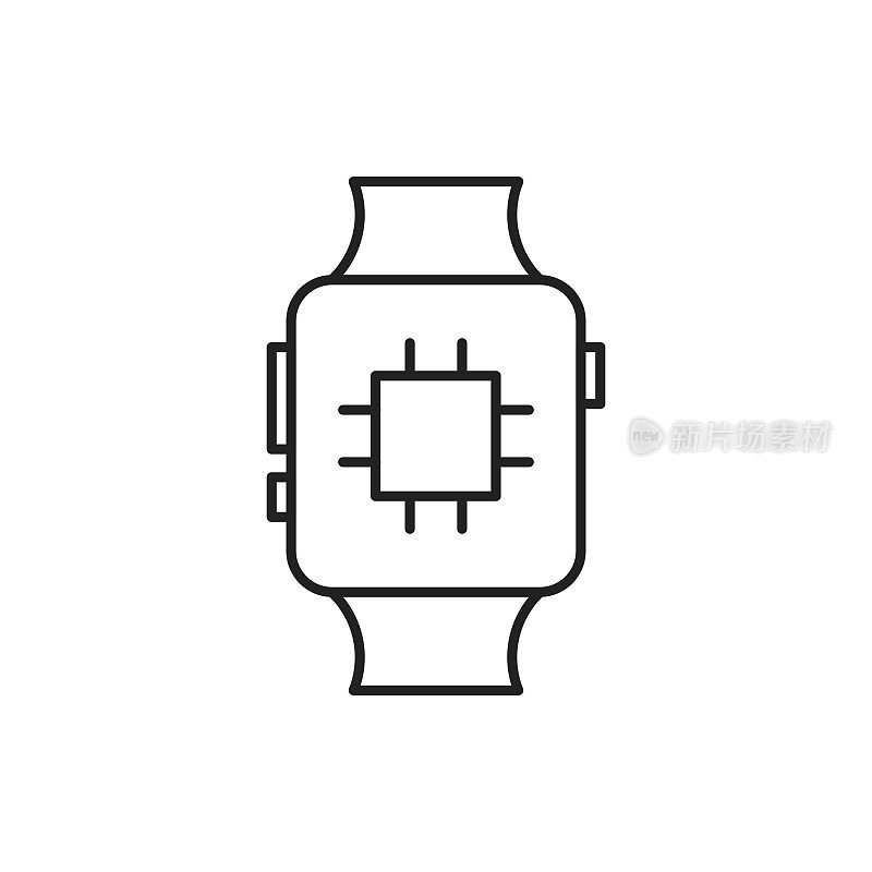 智能手表处理器图标。高质量的黑色矢量插图。“n