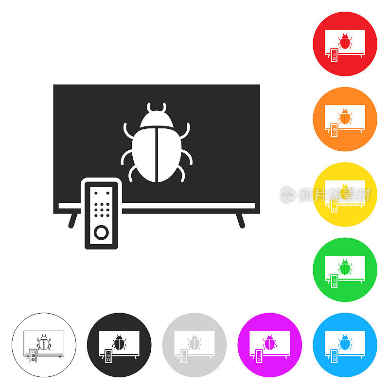 电视与错误。彩色按钮上的图标