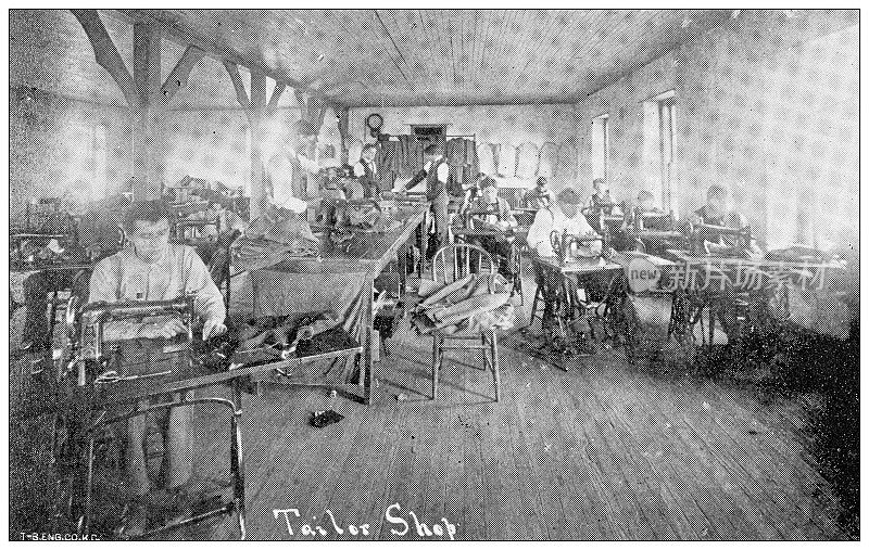 1898年,来自堪萨斯州劳伦斯的古董照片:哈斯克尔学院,裁缝店