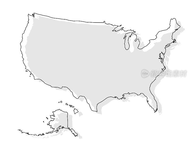 灰色背景上的美国地图。