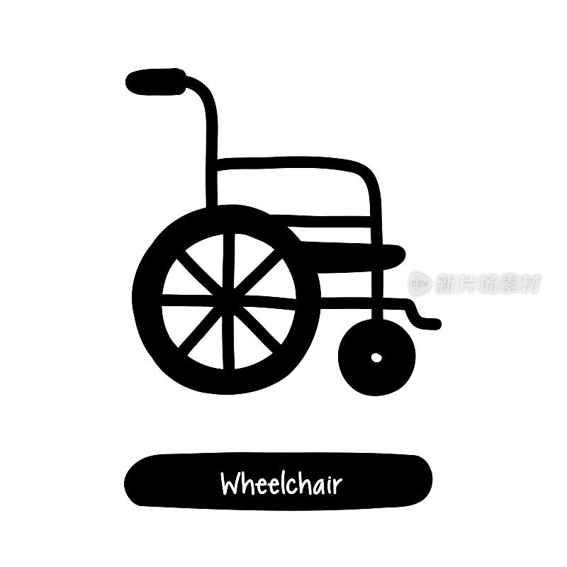 轮椅图标。潮流风格矢量插图符号