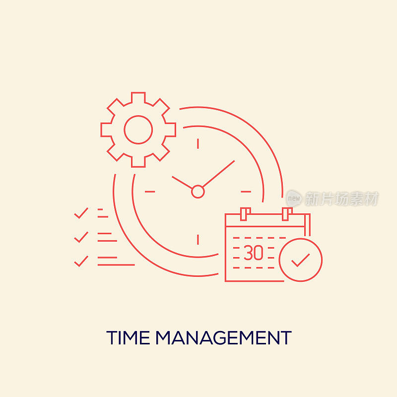 时间管理相关矢量概念插图