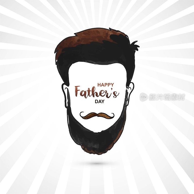 父亲节快乐男人脸上有胡子胡子卡片设计