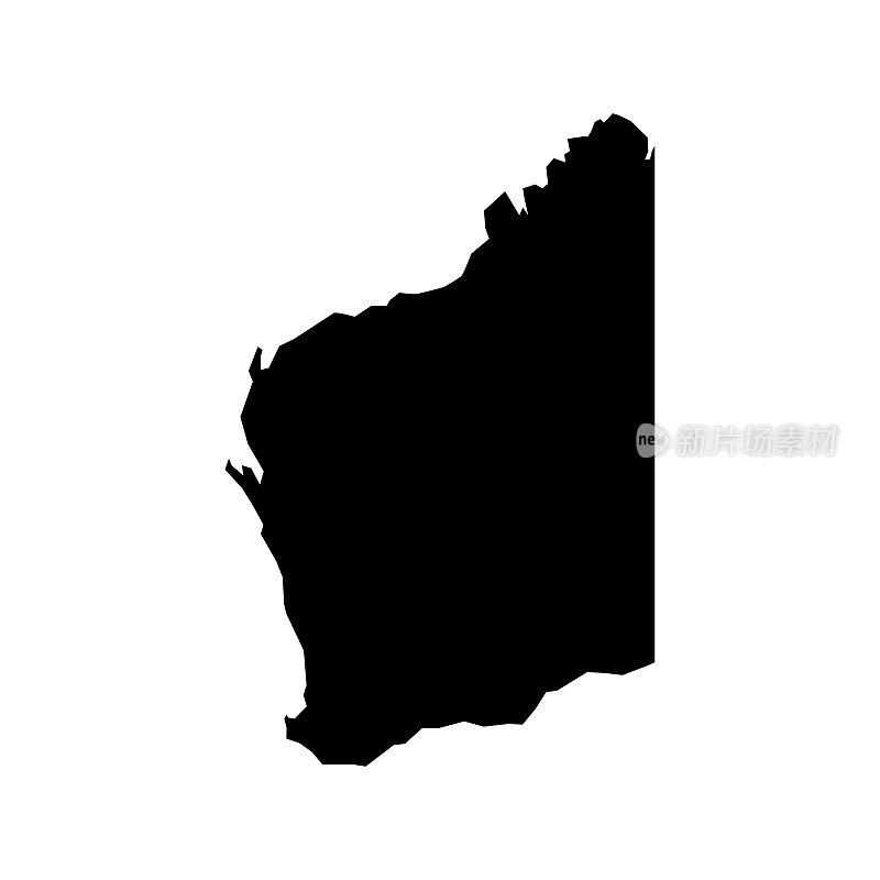 西澳大利亚地图。西澳大利亚剪影图标