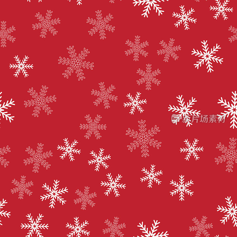 祝福圣诞无缝图案，冰雪雪花水晶为纺织品，壁纸